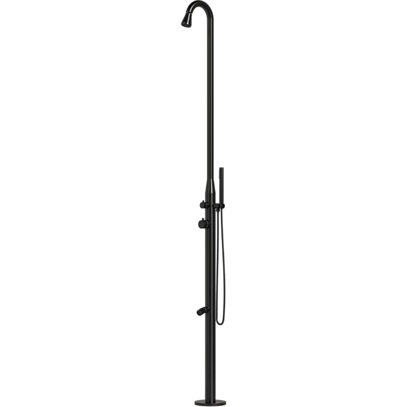 foto del prodotto doccia da esterno in acciaio inox nero cm 228x18x17,5 sined doccia stintino nera