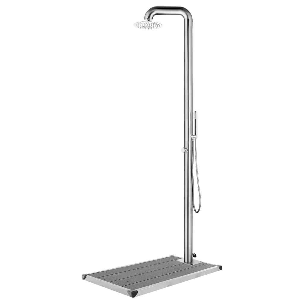 foto del prodotto doccia da giardino con base grigia 230 cm in acciaio inox cod mxl 48914