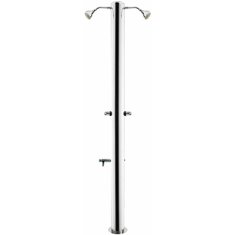 foto del prodotto doccia da giardino doppia 2 rubinetti e lavapiedi ati docce mul 2r inox anodizzato
