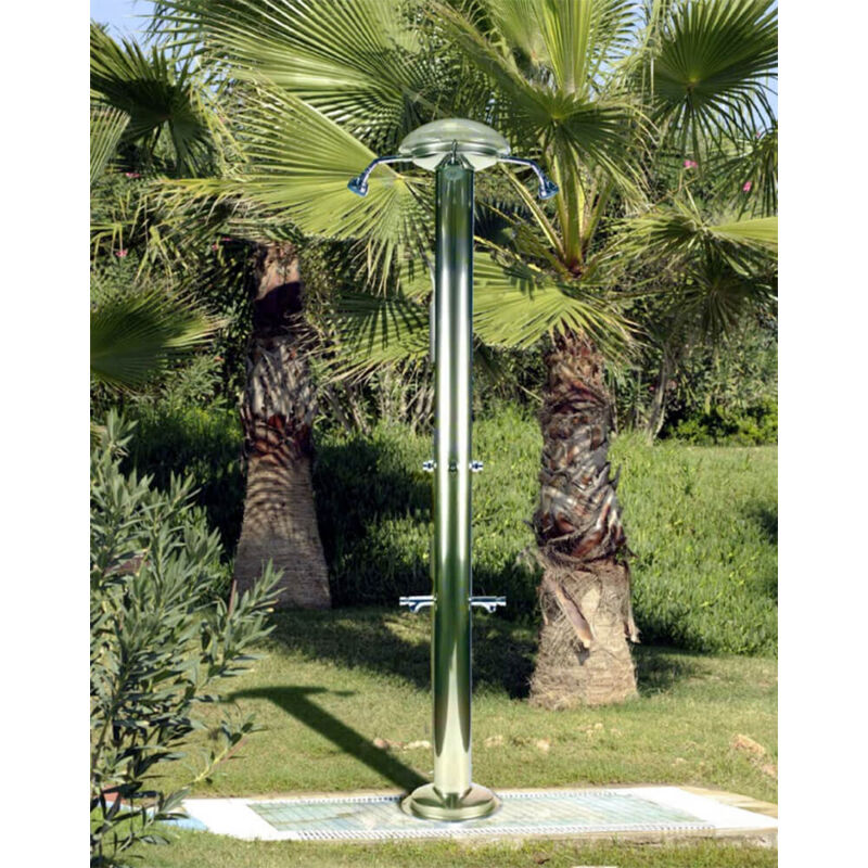foto del prodotto doccia da giardino quadrupla 4 temporizzatori e 2 lavapiedi ati docce mul 4p inox anodizzato