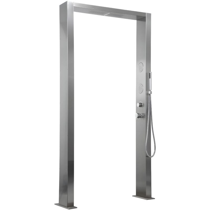 foto del prodotto doccia doppia inox acero da giardino multifunzione cascata getti idro lombari