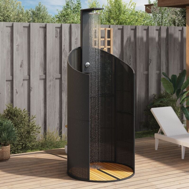 foto del prodotto doccia esterno nera 100x100x241,5 cm polyrattan e legno acacia vidaxl