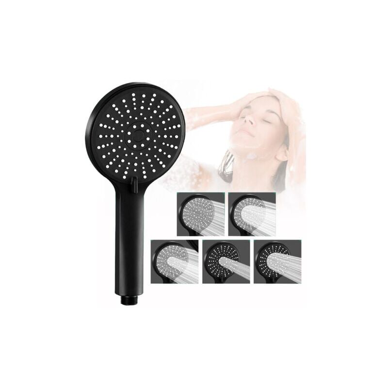 foto del prodotto doccia manuale, pannello grande da 4,7 pollici, doccia manuale a risparmio idrico, 5 modalit di getto d acqua regolabili, con staffa e tubo