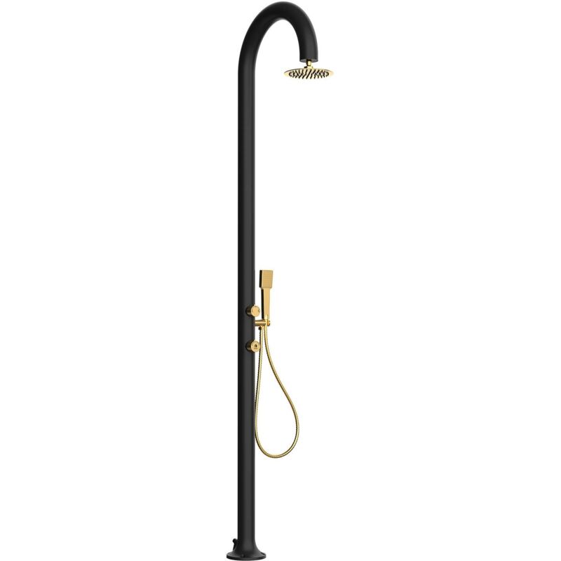 foto del prodotto doccia nera oro in alluminio con doccino cm 233x17x17 sined luna alu d nera oro