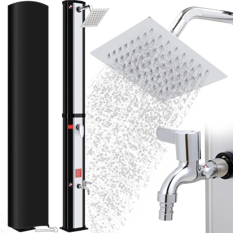foto del prodotto doccia solare da 40 litri, 225 cm, doccia da campeggio per piscina, con soffione e copertura protettiva, temperatura dell acqua fino a 60 c