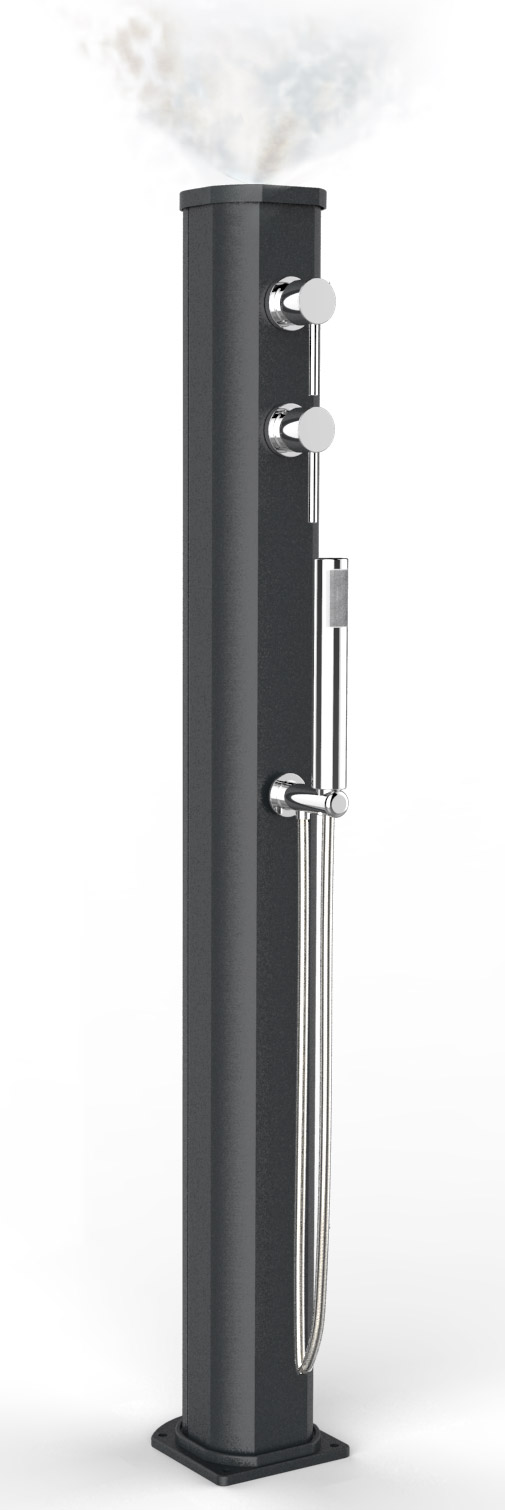 foto del prodotto doccia solare da esterno con nebulizzatore miscelatore e doccetta mobile arkema jolly go grigio antracite