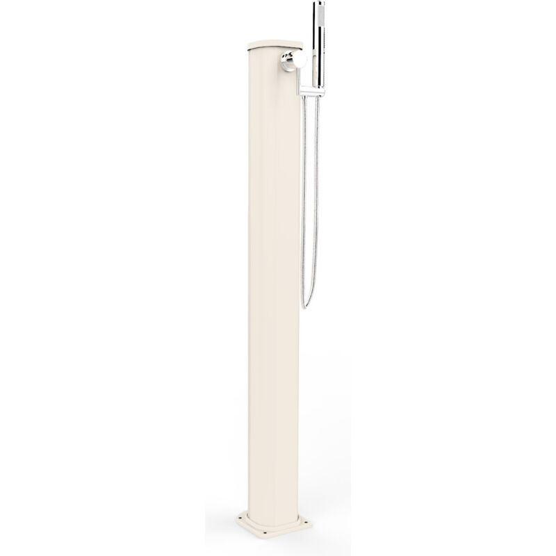 foto del prodotto doccia solare da esterno giardino 20l miscelatore e doccetta mobile arkema jolly go bianco crema
