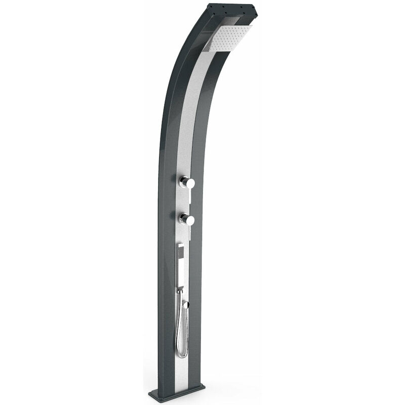 foto del prodotto doccia solare da esterno giardino 40l miscelatore e doccetta mobile arkema dada fascia inox grigio