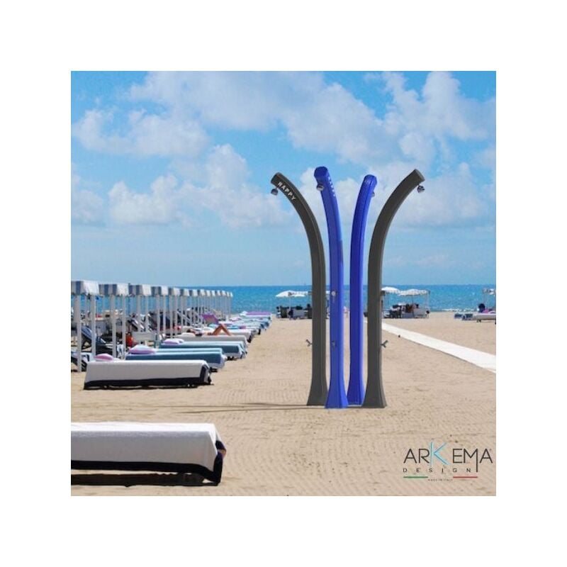 foto del prodotto doccia solare happy 120 arkema 23 lt con rubinetto lavapiedi con piatto doccia blu blu
