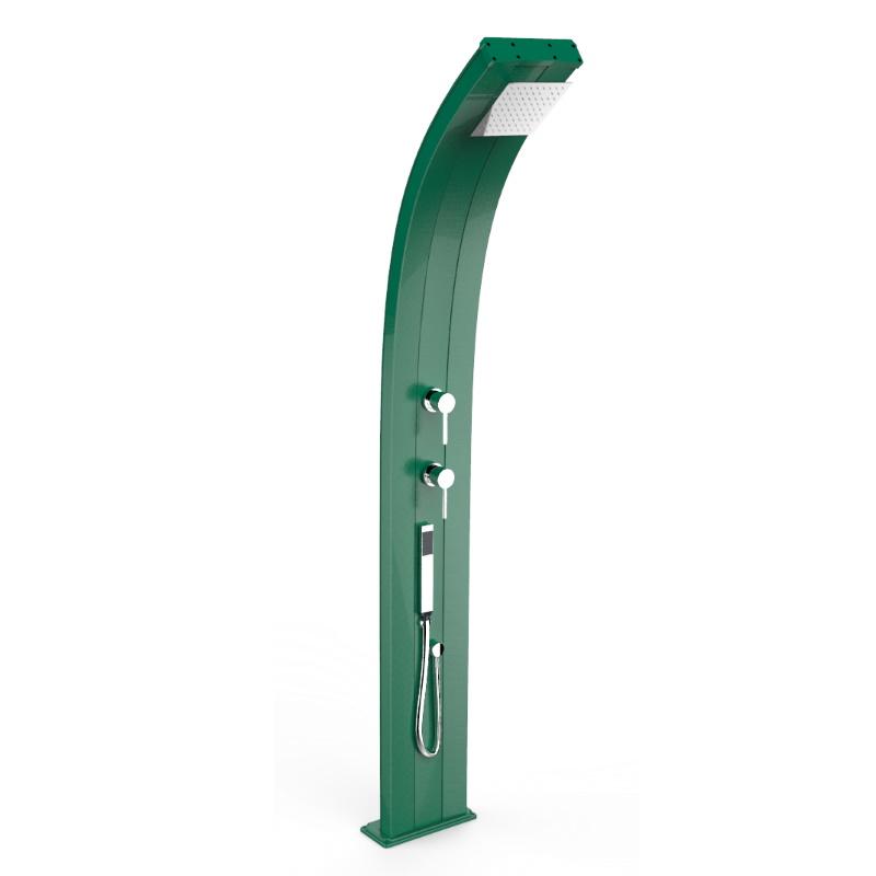 foto del prodotto doccia solare in alluminio dada 40 litri con miscelatore e doccetta mobile colore verde scuro cv d340 6016