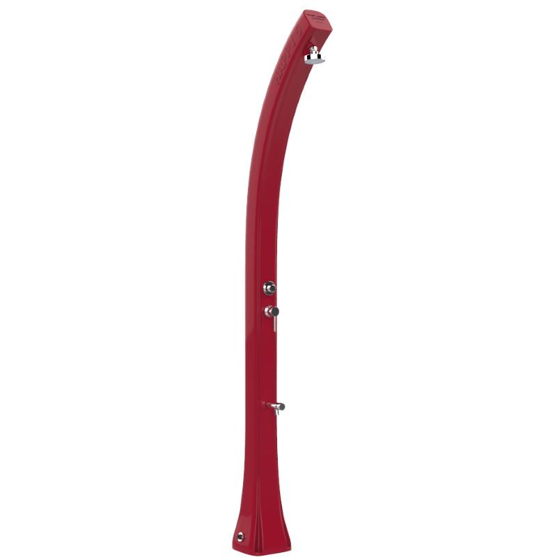 foto del prodotto doccia solare in polietilene happy beach 28 litri con miscelatore, lavapiedi e pulsante temporizzato colore rossa cv f530 3027