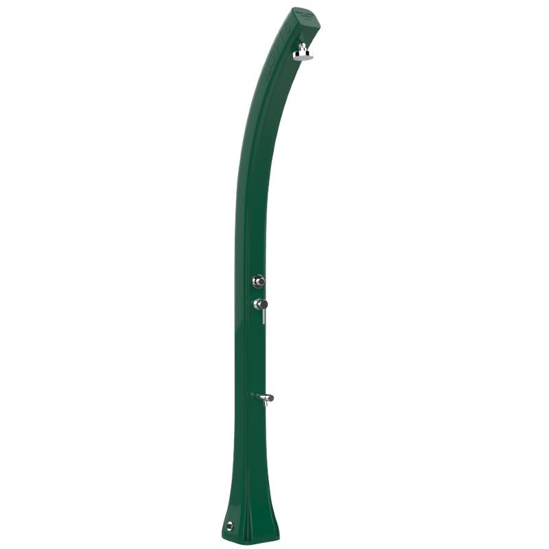 foto del prodotto doccia solare in polietilene happy beach 28 litri con miscelatore, lavapiedi e pulsante temporizzato colore verde scuro cv f530 6016
