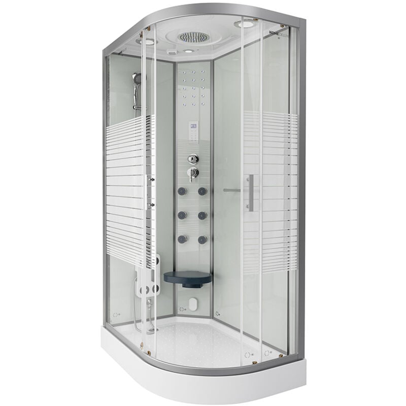 foto del prodotto doccia vapore con cascata e sauna vapore white pearl colore bianco, dimensioni 120 x 80 cm destra home deluxe
