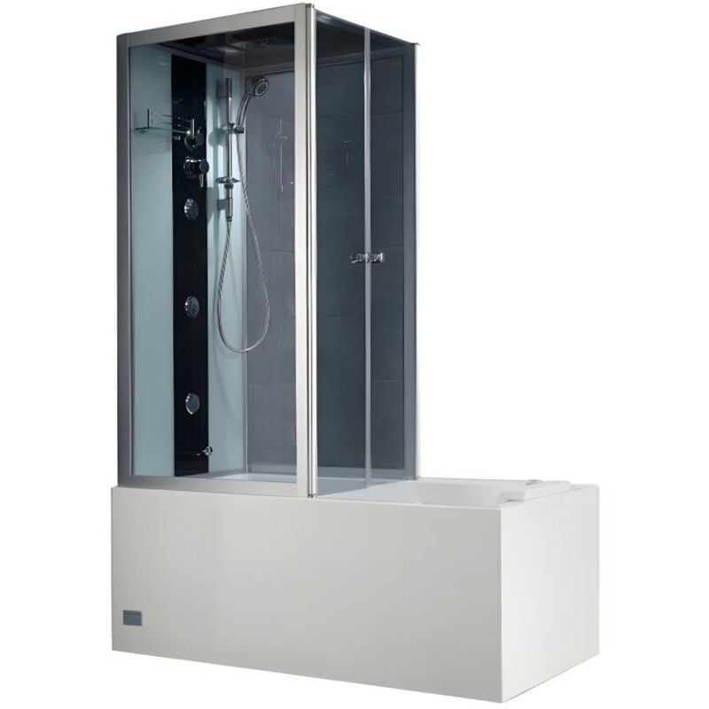 foto del prodotto doccia vasca idromassaggio daria in acrilico rinforzato vetro grigio scuro 75x150x215 cm 30 microgetti e 6 getti grandi