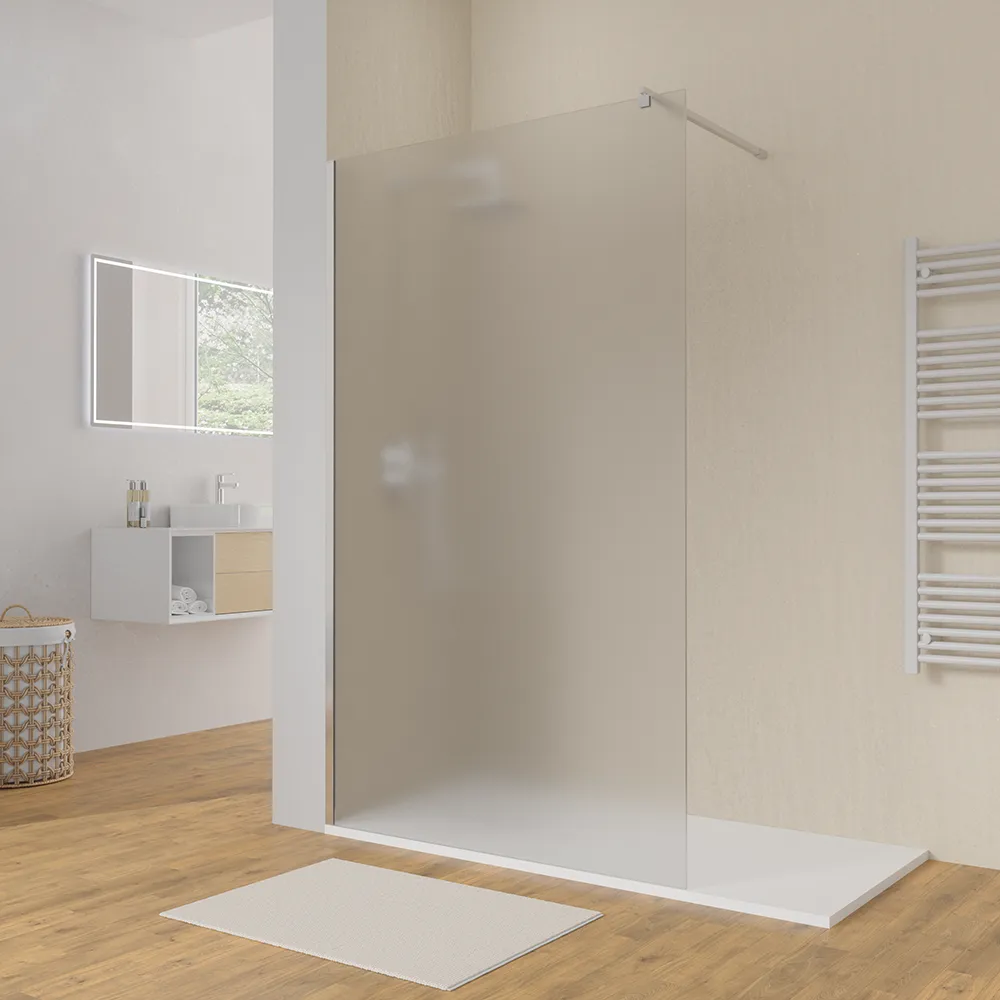foto del prodotto doccia walk-in 100 cm vetro 8mm anticalcare opaco h200 profili cromo keros