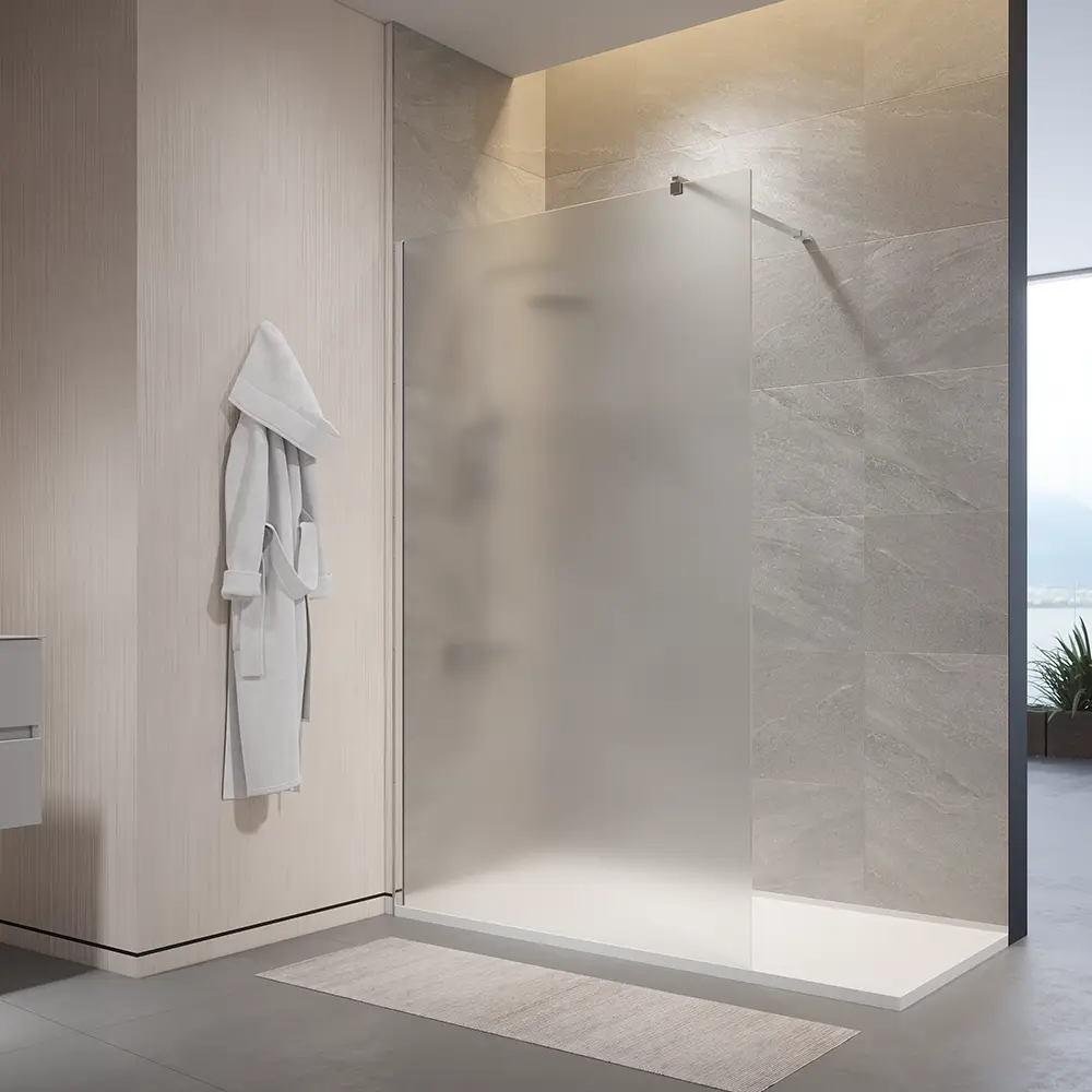 foto del prodotto doccia walk-in 100cm vetro temperato anticalcare 10mm opaco profili cromati naxos