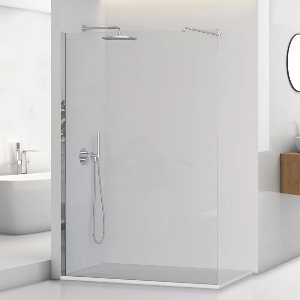 foto del prodotto doccia walk-in 140 cm trasparente 8 mm profilo cromo h 200 cm tay