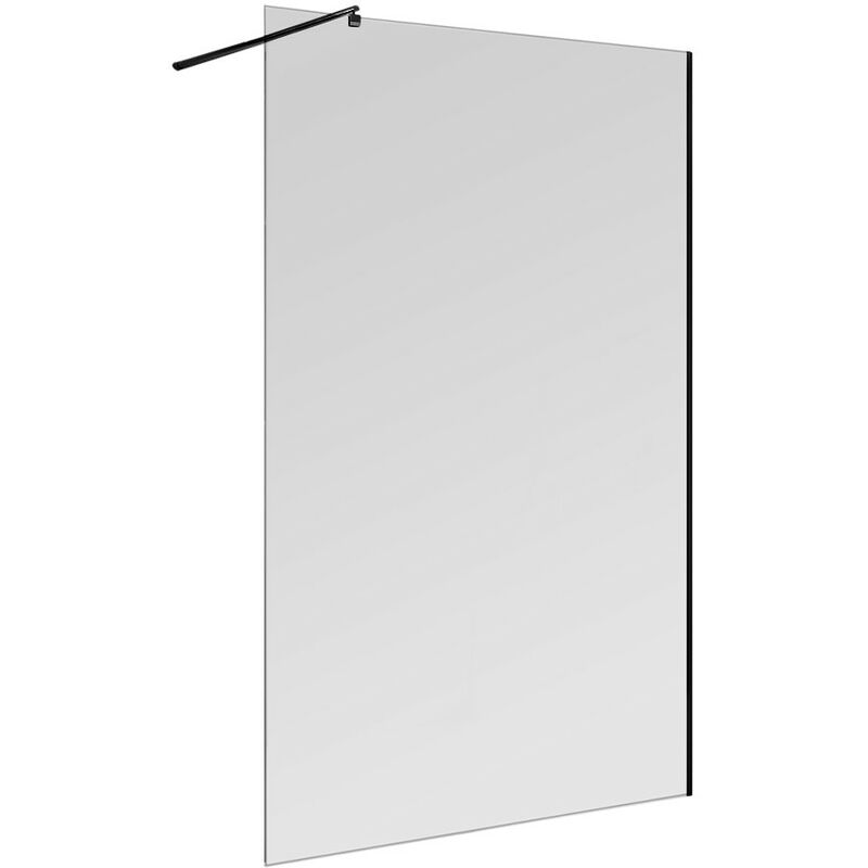 foto del prodotto doccia walk in 170 cm trasparente 6 mm profilo nero opaco h 200 cm klug