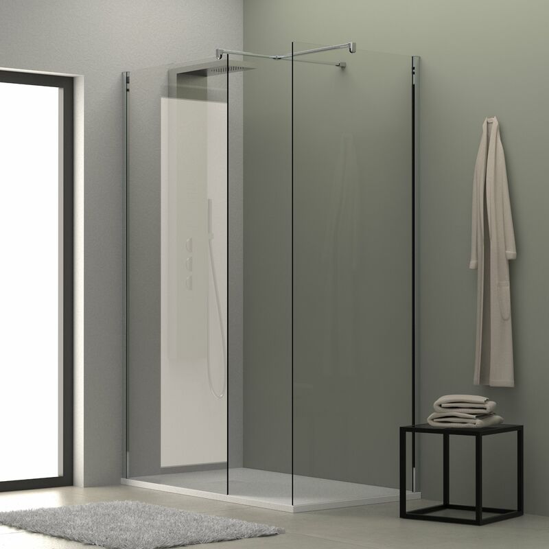 foto del prodotto doccia walk in angolare helsinki 110x80 cm cristallo 8 mm trasparente