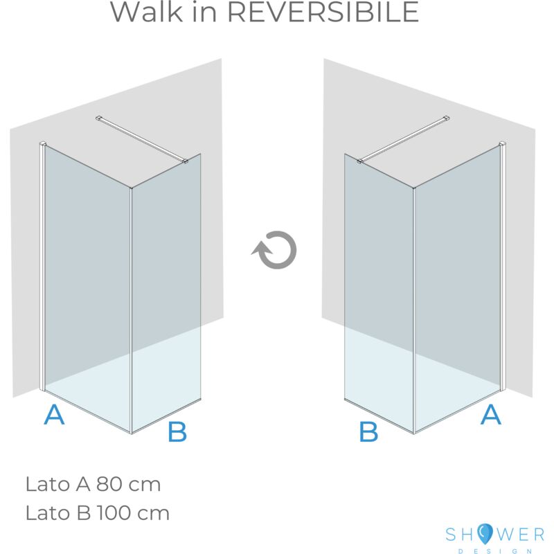 foto del prodotto doccia walk in angolare helsinki 80x100 cm cristallo 8mm con pellicola sicurezza