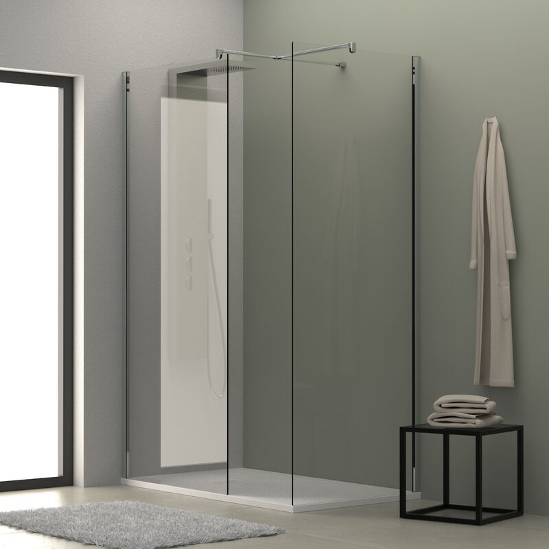 foto del prodotto doccia walk in angolare helsinki 80x80 cm cristallo 8 mm trasparente
