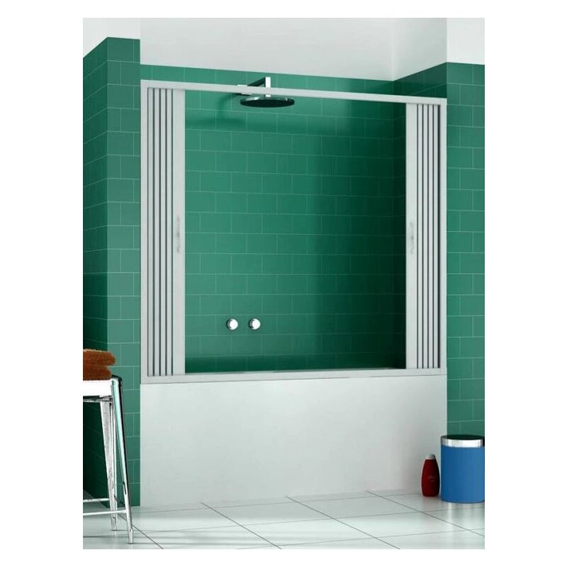 foto del prodotto docciabox box doccia per vasca astra in pvc 1 lato apertura scorrevole centrale a soffietto doppia anta 180 x h150 cm