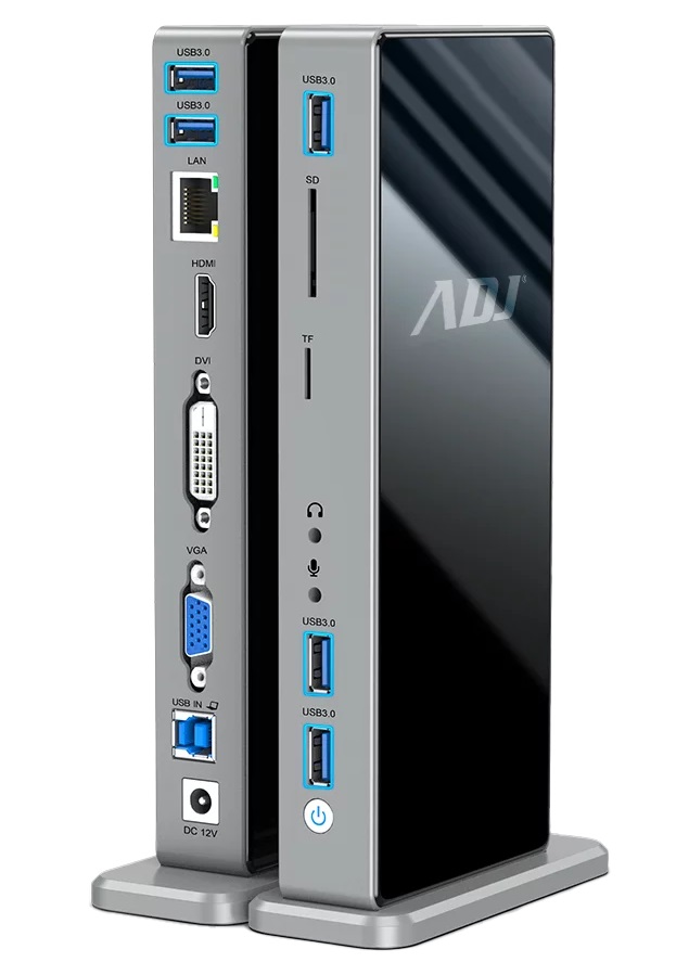 foto del prodotto docking station 15in1 usb3.0 york hdmi dvi vga lan 5 usb sd tf 3.5mm