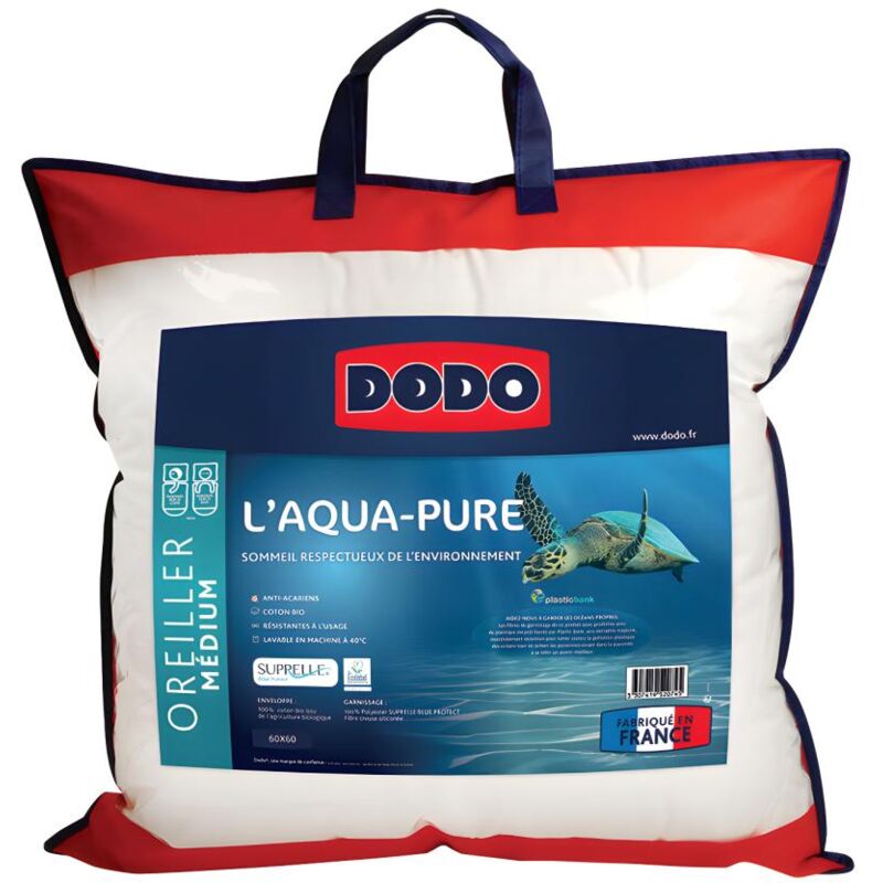 foto del prodotto dodo cuscino fodera 100 cotone biologico e imbottitura riciclata 60 x 60 cm aqua pure