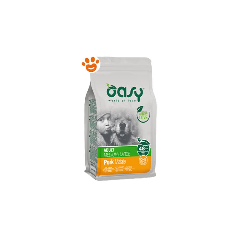 foto del prodotto dog adult medium large monoproteico maiale dog adult medium large monoproteico maiale - sacco da 12 kg - oasy