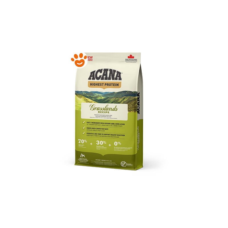 foto del prodotto dog all breeds highest protein grasslands dog all breeds highest protein grasslands sacco da 2 kg acana