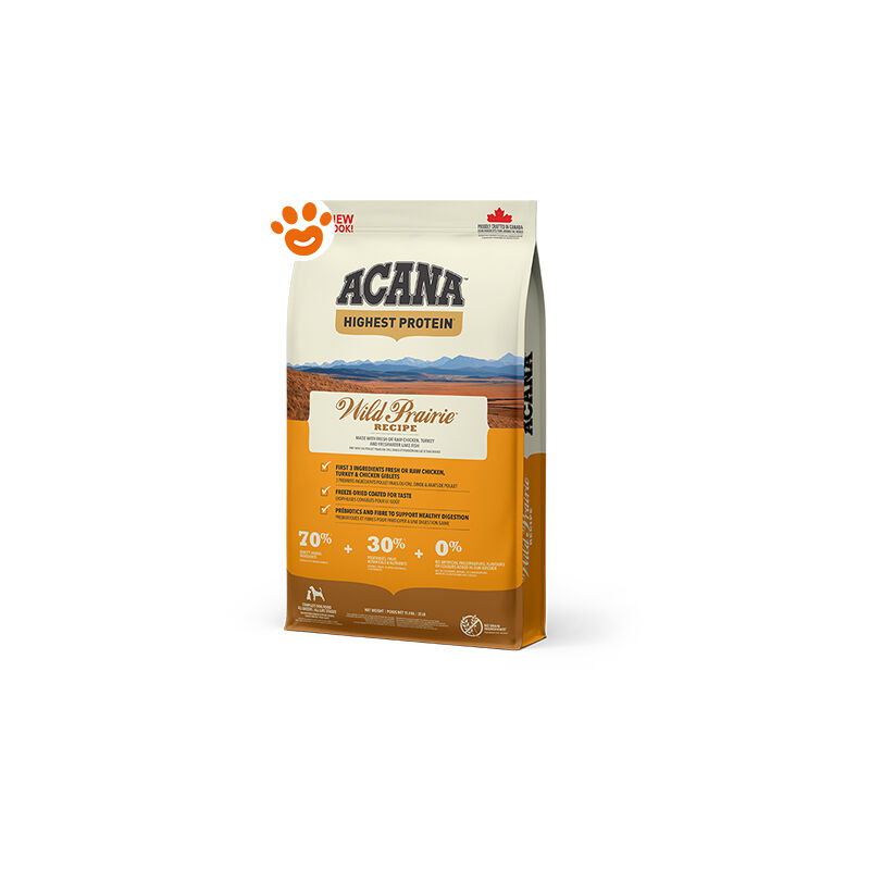 foto del prodotto dog all breeds highest protein wild prairie dog all breeds highest protein wild prairie sacco da 2 kg acana
