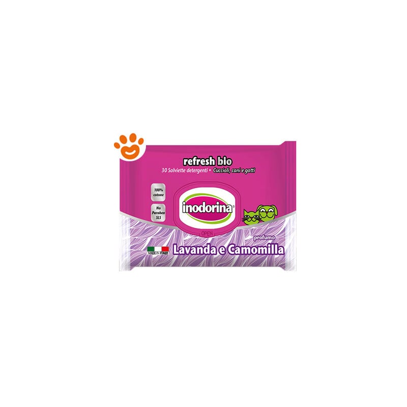 foto del prodotto dog cat refresh bio lavanda e camomilla dog cat refresh bio lavanda e camomilla 30 salviette inodorina