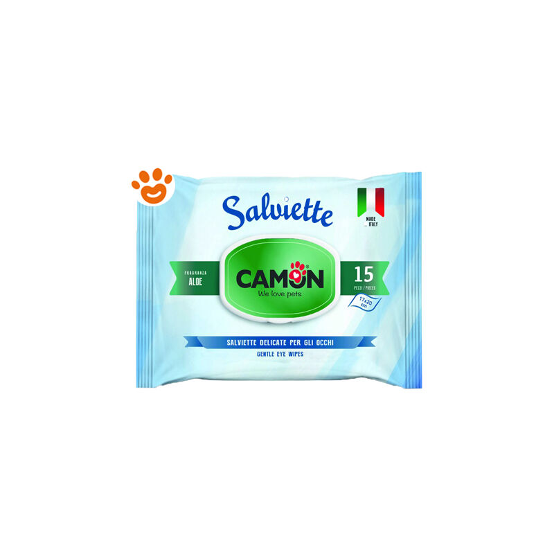 foto del prodotto dog cat salviette delicate per occhi aloe dog cat salviette delicate per occhi aloe confezione da 15 salviette camon