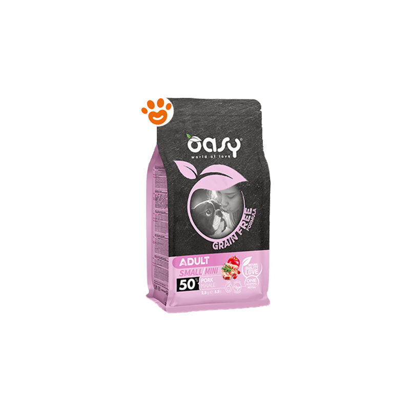 foto del prodotto dog grain free adult small/mini maiale dog grain free adult small/mini maiale - sacco da 2,5 kg - oasy