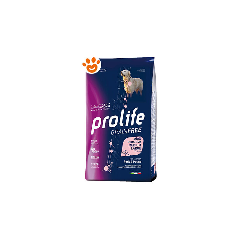 foto del prodotto dog grainfree sensitive adult medium large maiale e patate dog grainfree sensitive adult medium large maiale e patate sacco da 2,5 kg prolife