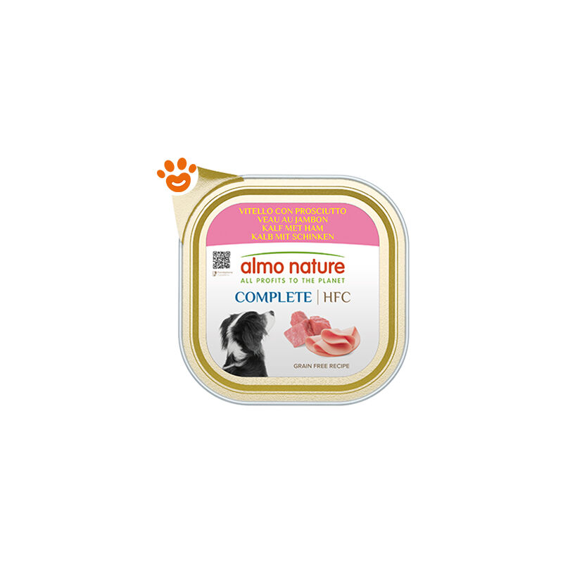foto del prodotto dog hfc complete vitello con prosciutto dog hfc complete vitello con prosciutto vaschetta da 150 gr almo nature