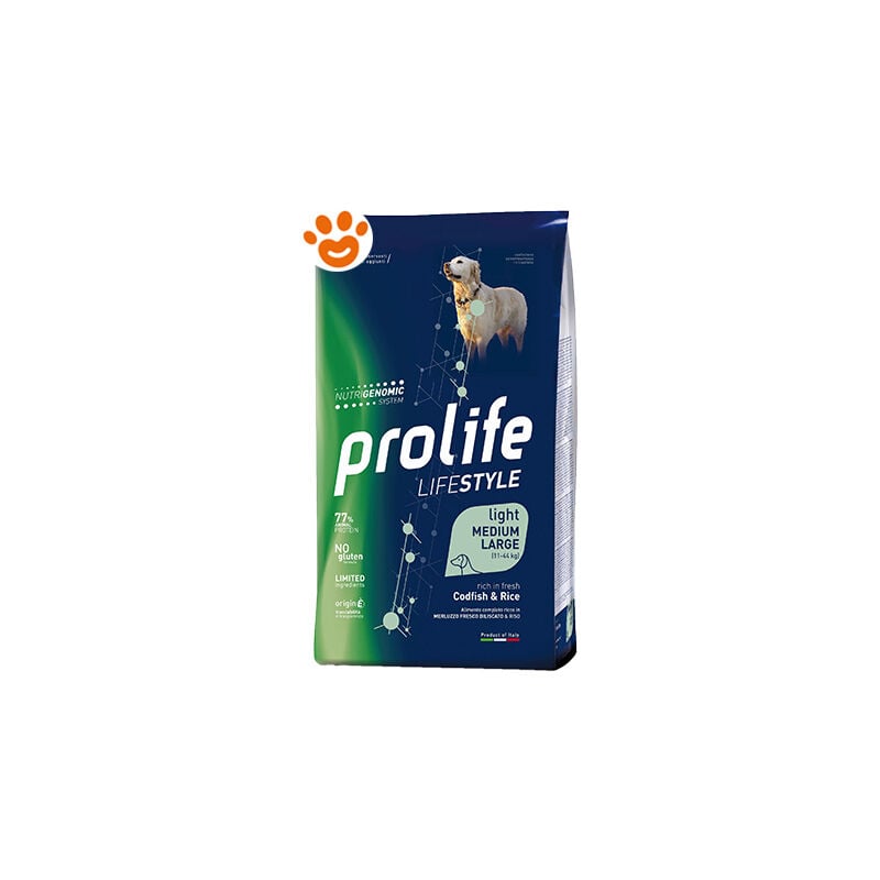 foto del prodotto dog lifestyle light adult medium large merluzzo e riso dog lifestyle light adult medium large merluzzo e riso sacco da 12 kg prolife