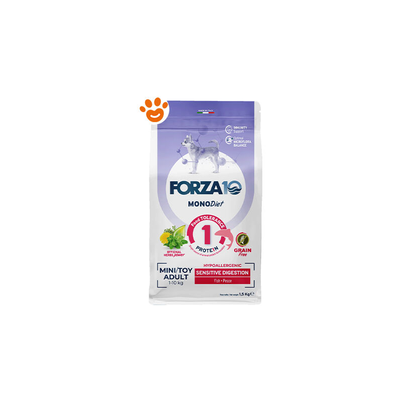foto del prodotto dog monodiet mini adult sensistive digestion pesce dog monodiet mini adult sensistive digestion pesce sacco da 1,5 kg forza10