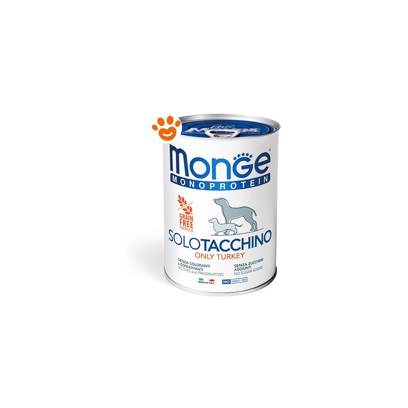 foto del prodotto dog monoprotein adult pat solo tacchino dog monoprotein adult pat solo tacchino lattina da 400 gr monge