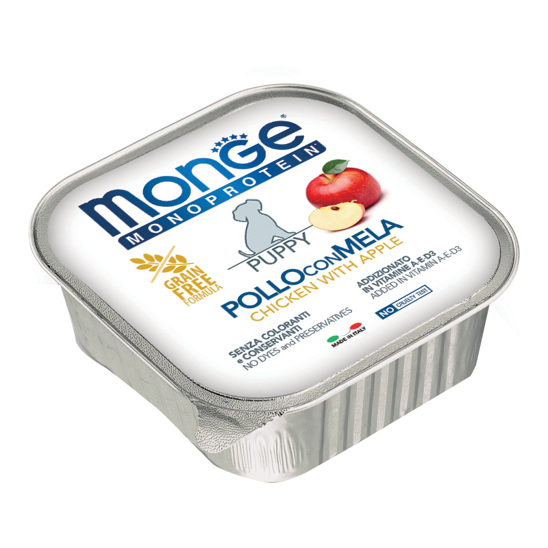 foto del prodotto dog monoprotein puppy pollo e mela dog monoprotein puppy pollo e mela vaschetta da 150 gr monge