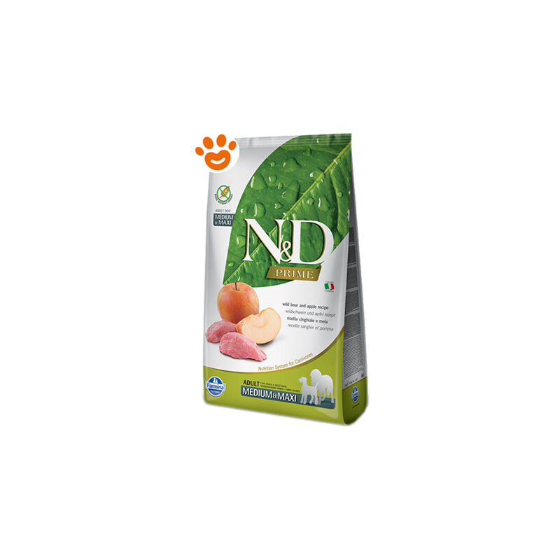 foto del prodotto dog n d prime adult medium maxi grain free cinghiale e mela dog n d prime adult medium maxi grain free cinghiale e mela sacco da 2,5 kg farmina
