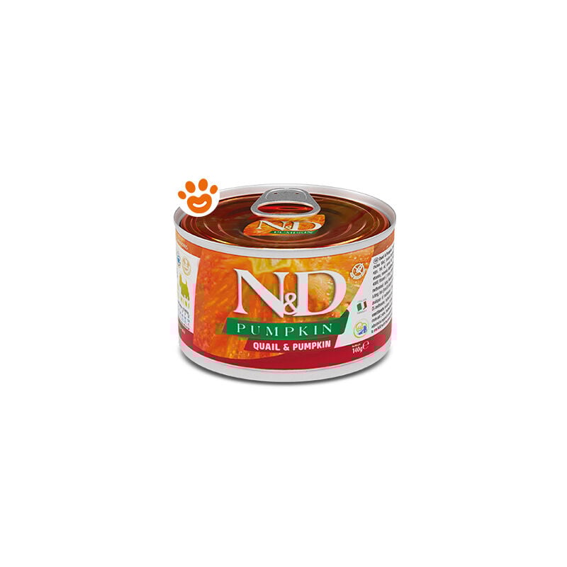 foto del prodotto dog n d pumpkin adult mini quaglia e zucca dog n d pumpkin adult mini quaglia e zucca lattina da 140 gr farmina