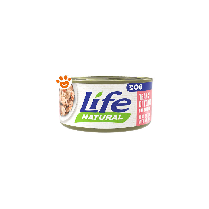 foto del prodotto dog natural tranci di tonno con salmone dog natural tranci di tonno con salmone lattina da 90 gr life