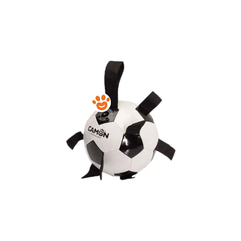 foto del prodotto dog pallone da calcio con maniglia dog pallone da calcio con maniglia - confezione da 1 pezzo (bianco/nero) - camon