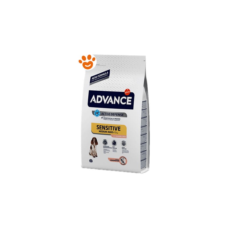 foto del prodotto dog sensitive adult medium maxi salmone e riso dog sensitive adult medium maxi salmone e riso sacco da 12 kg advance