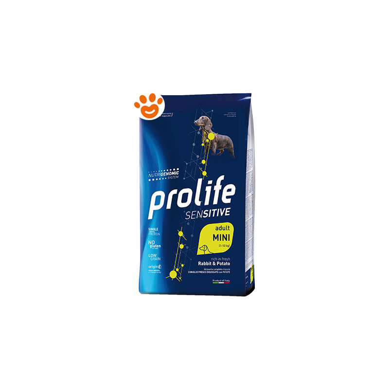 foto del prodotto dog sensitive adult mini coniglio e patate dog sensitive adult mini coniglio e patate sacco da 7 kg prolife