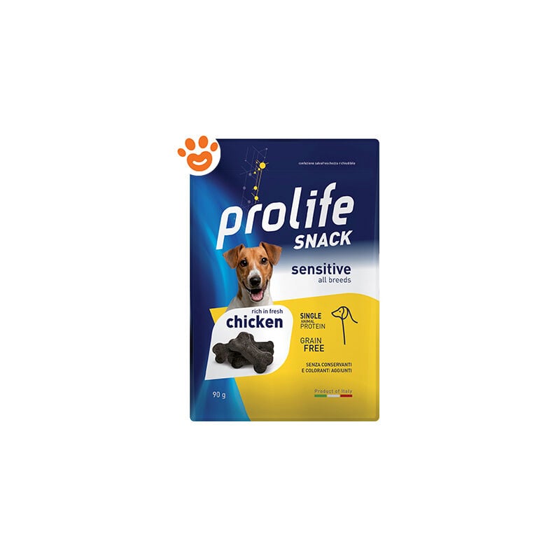 foto del prodotto dog snack sensitive all breeds pollo dog snack sensitive all breeds pollo confezione da 90 gr prolife