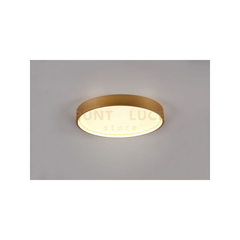 foto del prodotto doha plafoniera led 29w 3260lm, 2300 3000 4000k con bordo metallo ottone anticato illuminato e regolazione temperatura di colore led d. 45cm