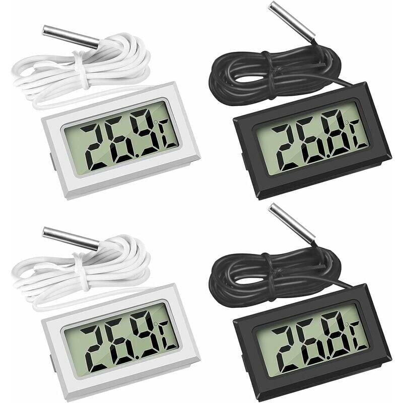 foto del prodotto dolaso mini termometro digitale lcd con sonda di temperatura, guazhuni 2 x nero, 2 x bianco 