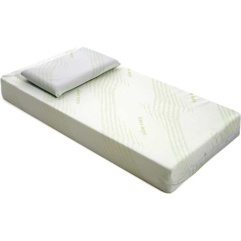 foto del prodotto dolcisogni materasso baby per culla per lettino 60x120x17 cm con cuscino 30x50x5,5 cm con fodera oeko tex in aloe vera, sfoderabile e lavabile